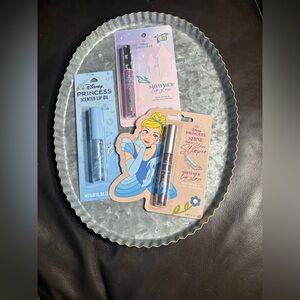 3 New Disney Princess Shimmer Lip Gloss Set - Pale Blue & Light Pink